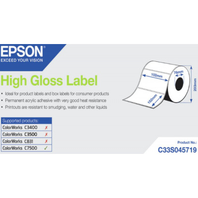 Epson C33S045719 High Gloss, pentru ColorWorks, 102x152mm, 800buc., alb etichete autoadezive