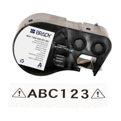 Brady M4C-500-595-CL-WT / 170822, 12.70 mm x 6.10 m, Vinil, text alb / fundal transparent