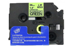 Banda compatibila Brother TZ-D61 / TZe-D61, semnal 36mm x 8m, text negru / fundal verde