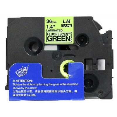 Banda compatibila Brother TZ-D61 / TZe-D61, semnal 36mm x 8m, text negru / fundal verde