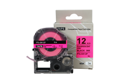 Epson SK12P, 12mm x 5m, text negru / fluorescenta fundal roz, banda compatibila