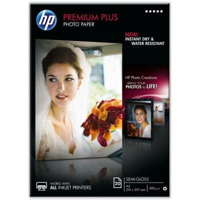 HP Premium Plus Semi-Gloss Photo Paper CR673A, 300 g/m2, A4, 20buc., semilucios, alb, hârtie fotografică