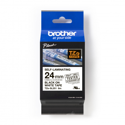 Brother TZ-SL251 / TZe-SL251 Pro Tape, 24mm x 8m, text negru / fundal alb, banda original