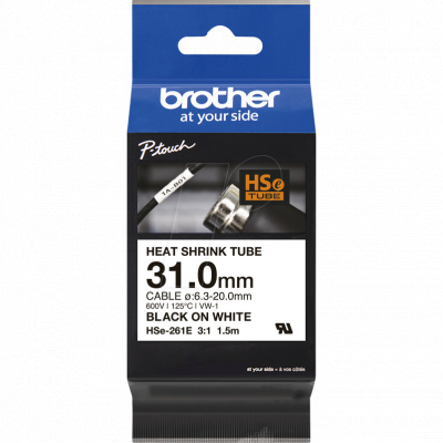 Brother HSe-261E Pro Tape, 31 mm x 1.5 m, text negru / fundal alb , banda original