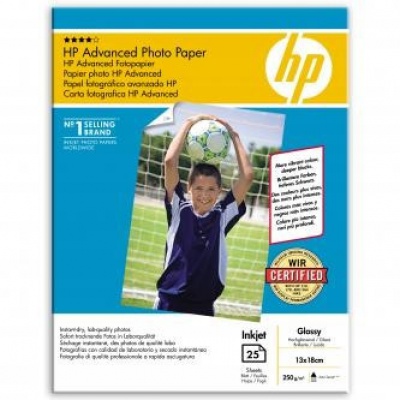 HP Q8696A Advanced Glossy Photo Paper, hartie foto, lucios, alb, 13x18cm, 5x7", 250 g/m2, 25 buc