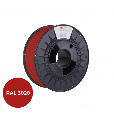 C-Tech 3DF-P-PETG1.75-3020 3D filament, PREMIUM LINE, PETG, RAL3020, 1,75mm, 1000g, Roșu de semnalizare (Traffic red)