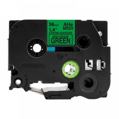Banda compatibila Brother TZ-S761 / TZe-S761, 36mm x 8m, extr.adh. text negru / fundal verde