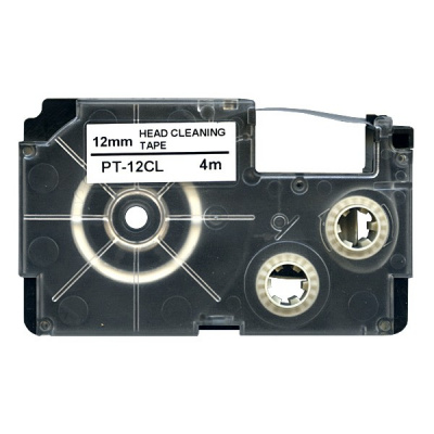 Casio XR-12CL, 12mm x 4m, text negru / fundal alb, curatenie, banda compatibila