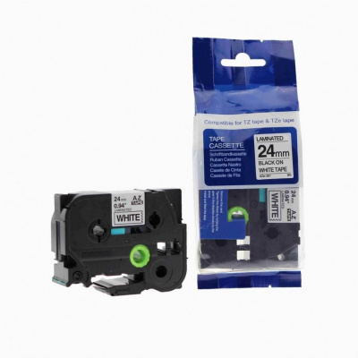 Banda compatibila Brother TZ-251 / TZe-251, 24mm x 8m, text negru / fundal alb