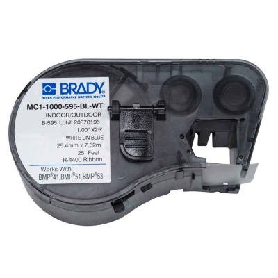 Brady MC1-1000-595-BL-WT / 131594, benzi autoadezive 25.40 mm x 7.62 m