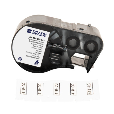 Brady M4-125-075-342 / 170721, 19.05 mm x 5.97 mm, Polyolefin, text negru / fundal alb
