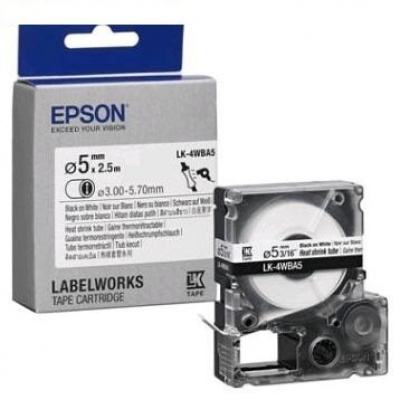Epson LK-4WBA5 C53S654904 6mm x 9m, text negru / fundal alb, tub termocontractabil original
