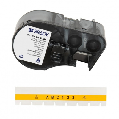 Brady M4C-250-595-YL-BK / 170950, 6.35 mm x 7.62 m, Vinil, text negru / fundal galben