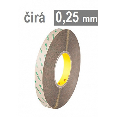 3M VHB™ 9473, grosime 0,25 mm, bandă adezivă dublu-față transparentă subțire fără suport 12 mm x 55 m