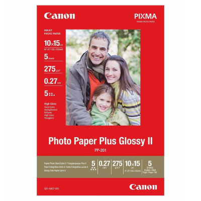 Canon Glossy Photo Paper 2311B053, 275 g/m2, 10x15cm, 5buc., lucios, alb, hârtie fotografică