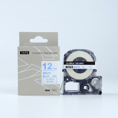 Epson LK-4WLN, SS12BW, C53S654022, 12mm x 9m, text albastru / fundal alb, banda compatibila