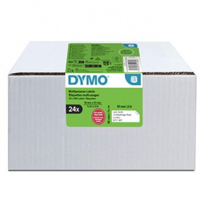 Dymo 2234184, 51mm x 19mm, multifuncțional, detașabil, alb, etichete originale din hârtie, 24 x 500 buc.