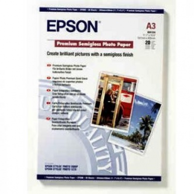 Epson S041334 Premium Semigloss Photo Paper, hartie foto, semi lucios, alb, A3, 251 g/m2, 20 buc