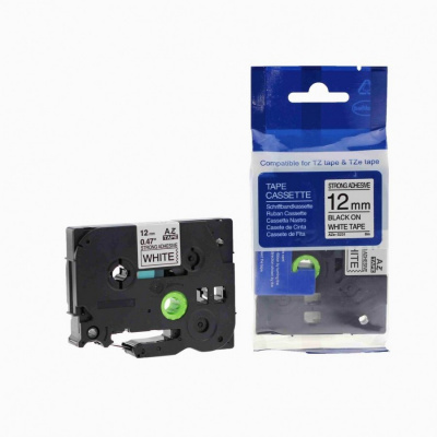 Banda compatibila Brother TZ-S231 / TZe-S231 12mm x 8m puternic adeziva, text negru / fundal alb