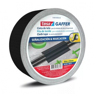 Tesa 53949 Matt Gaffer Tape, bandă textilă neagră mată, 50 mm x 50m