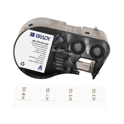 Brady M4-375-075-342 / 170722, 19.05 mm x 16.38 mm, Polyolefin, text negru / fundal alb