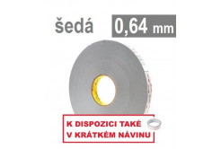 3M VHB™ 4936-P, grosime 0,64 mm; bandă acrilică dublu adezivă foarte puternică, gri deschis, 6 mm x 33 m