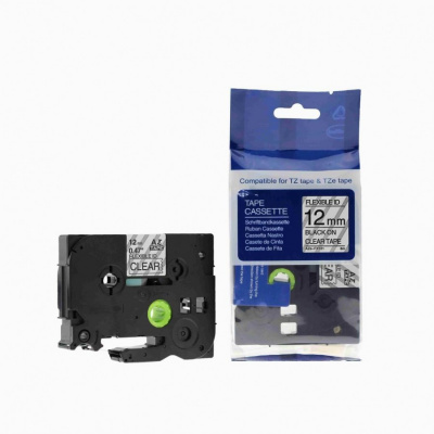 Banda compatibila Brother TZ-FX131 / TZe-FX131, 12mm x 8m, flexi text negru / fundal transparent