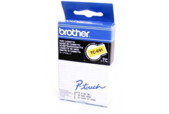 Brother TC-691, 9mm x 7,7m, text negru / fundal galben, banda original