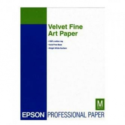 Epson Velvet Fine Art Paper S041637 C13S041637, 260 g/m2, A3+, 20buc., catifea, alb, hârtie fotografică