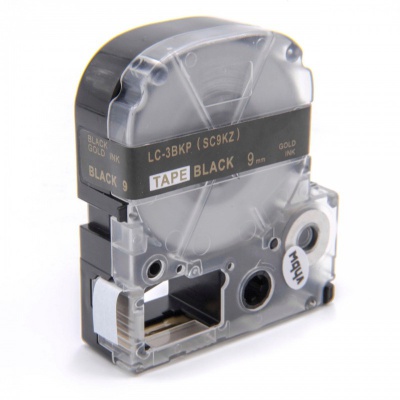 Epson LC-SC9KZ, 9mm x 8m, text auriu / fundal negru, banda compatibila