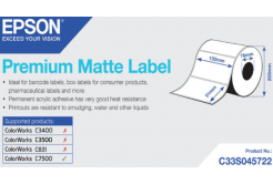 Epson C33S045722 Premium Matte, pentru ColorWorks, 102x51mm, 2310buc., alb etichete autoadezive