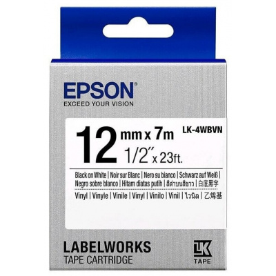 Epson LabelWorks LK-4WBVN C53S654041 12mm x 7m, text negru / fundal alb, vinil, banda original