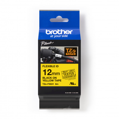 Brother TZ-FX631 / TZe-FX631 Pro Tape, 12mm x 8m, text negru/fundal galben, banda original