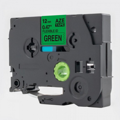 Banda compatibila Brother TZ-FX731 / TZe-FX731, 12mm x 8m, flexi, text negru / fundal verde