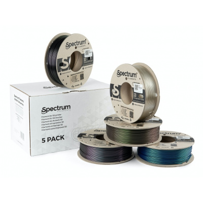 Spectrum 80752 3D filament, Premium PLA Essentials, 1,75mm, 5x250g, Mov, Verde, negru, Albastru (Mix Wizard Indigo, Wizard green, Wizard charcoal, Caribbean Blue)