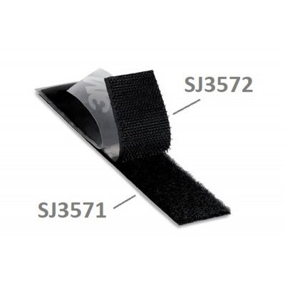 3M Hook & Loop SJ3572, negru, cârlige, 25 mm x 45,7 m