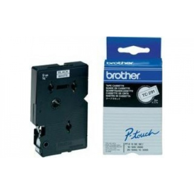 Brother TC-291, 9mm x 7,7m, text negru / fundal alb, banda original