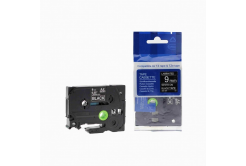 Banda compatibila Brother TZ-325 / TZe-325, 9mm x 8m, text alb / fundal negru