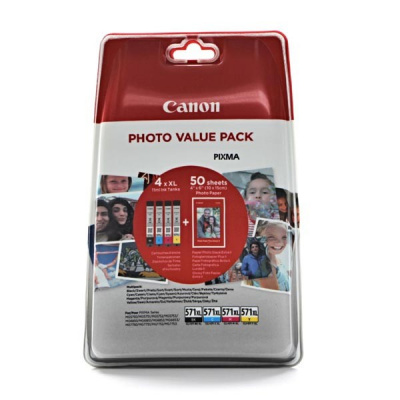 Canon CLI-571XL 0332C005 Bk+C+M+Y multipack cartus original + hartie foto 50x (10x15)