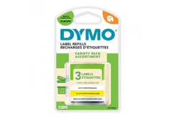Dymo 91241, S0721800, 12mm x 4m, text negru/alb, galben, fundal argintiu, 3buc., banda original