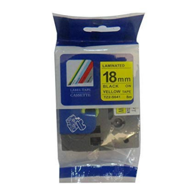 Banda compatibila Brother TZ-S641 / TZe-S641 18mm x 8m puternic adeziva, text negru / fundal galben