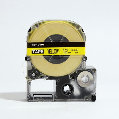 Epson LK-SC12YW, 12mm x 9m, text negru / fundal galben, banda compatibila