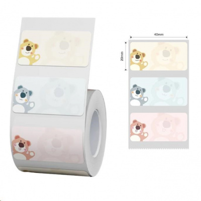 Niimbot A2A78838501, 40x20mm, 320buc., Ursuleți de pluș, colorat etichete autoadezive