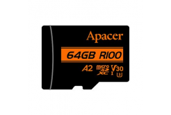 Apacer card de memorie V30 A2, 64GB, micro SDXC, AP64GMCSX10U8-R, UHS-I U3 (Class 10), cu adaptor