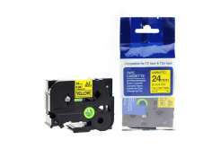 Banda compatibila Brother TZ-S651 / TZe-S651 24mm x 8m puternic adeziva, text negru / fundal galben