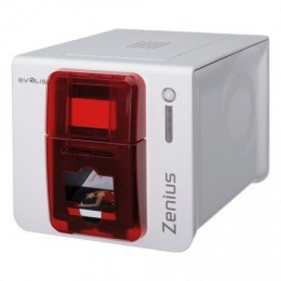 Evolis Zenius Expert ZN1HB000RS, imprimantă de carduri, single sided, 12 dots/mm (300 dpi), USB, Ethernet, MSR, MSR, red