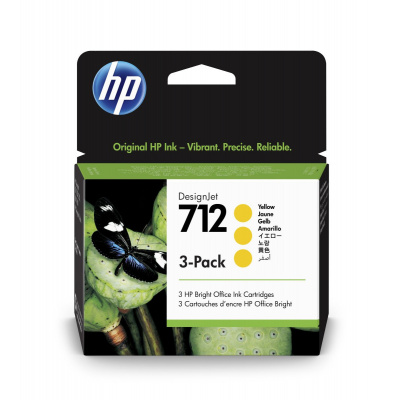 HP 712 3ED79A galben (yellow) 3 buc. cartus original