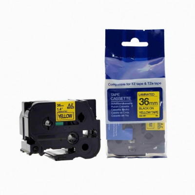 Banda compatibila Brother TZ-661 / TZe-661, 36mm x 8m, text negru / fundal galben