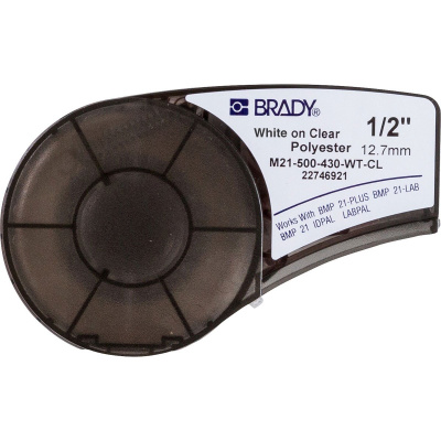 Brady M21-500-430-WT-CL / 139747, bandă din poliester, 12.70 mm x 6.40 m
