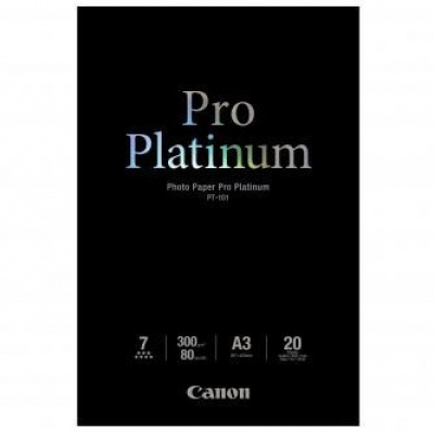 Canon Photo Paper Pro Platinum PT-101 2768B017, 300 g/m2, A3, 20buc., lucios, jet de cerneală, alb, hârtie fotografică